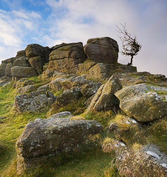 One of the ancient fissured Tors on the moor